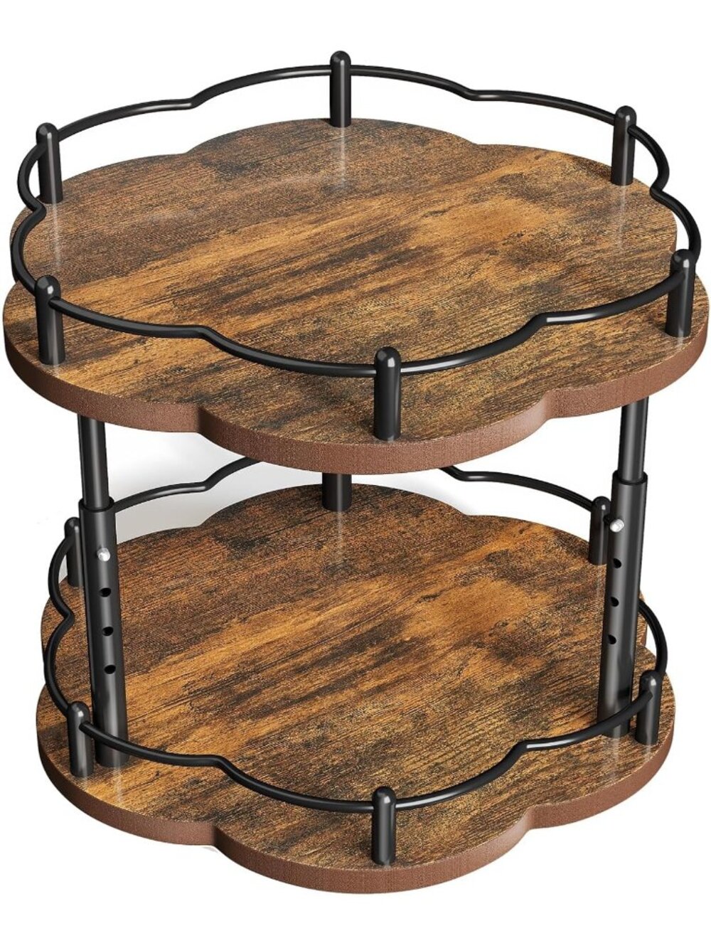 New 2 Tier Wood 10 in Rotating Spice Rack Lazy Susan Cabinet Organizer